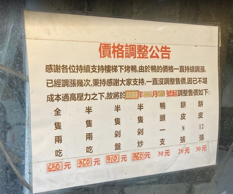 桃園烤鴨,樓梯下烤鴨