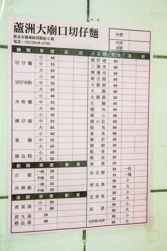 蘆洲切仔麵,蘆洲大廟口切仔麵